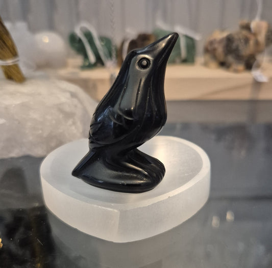 Figurine Corbeau en Obsidienne