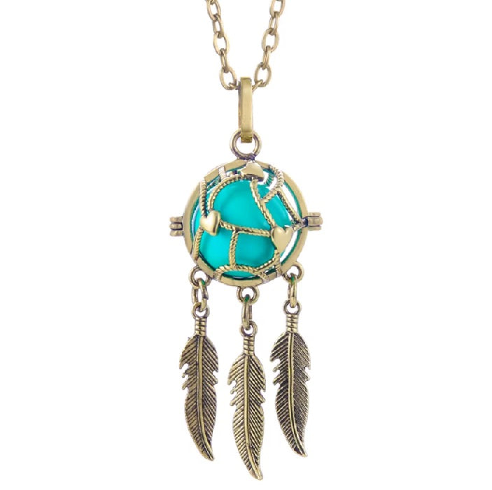 Collier Diffuseur Coeurs et Corde Attrape Reves Or Antique