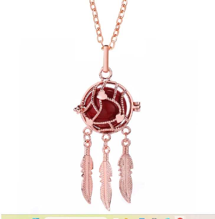 Collier Diffuseur Coeurs et Corde Attrape Reves Or Rose