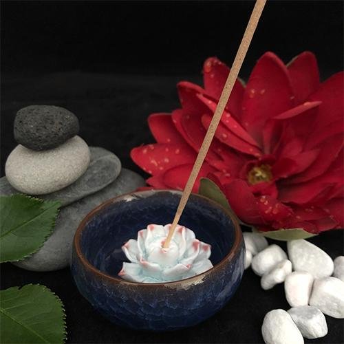 Porte Encens Bol Ceramique Fleur