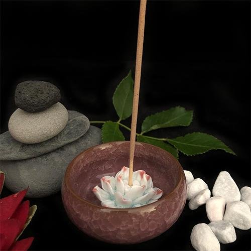 Porte Encens Bol Ceramique Fleur