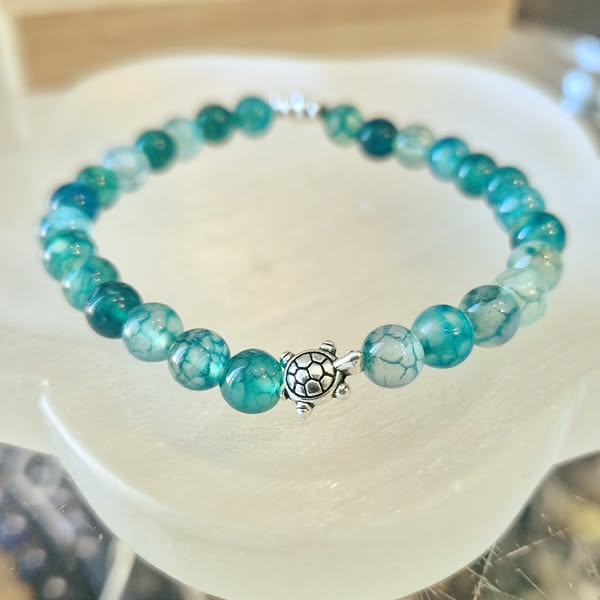 Bracelet en Agate Dragon Vert et Tortues