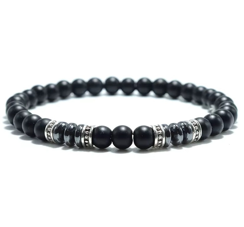 Bracelet Onyx Mat et Hematite