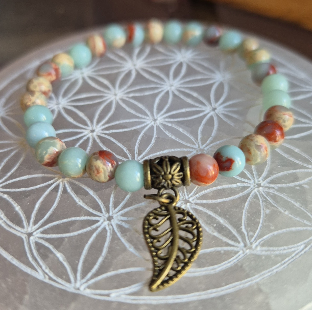 Bracelet Shoushan, Jaspe Imperial et Feuille - Zenencens