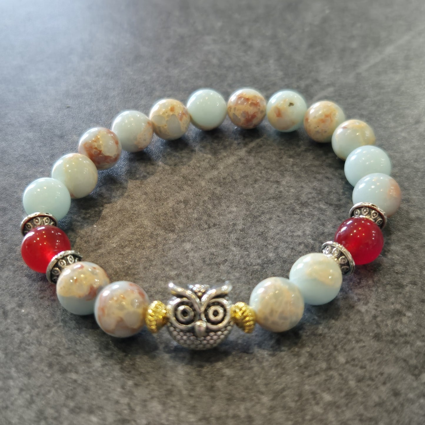 Bracelet en Agalmatolite et Hibou