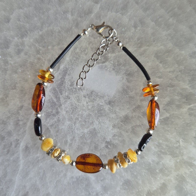 Bracelet Ambre Multi Colore et Strass