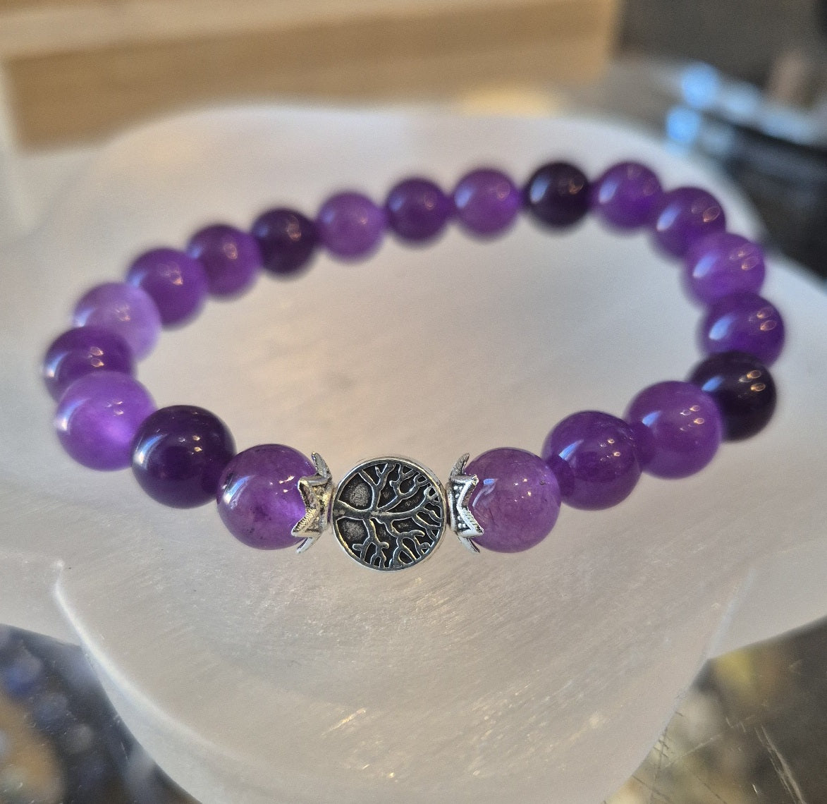 Bracelet Amethyste et Arbre de Vie