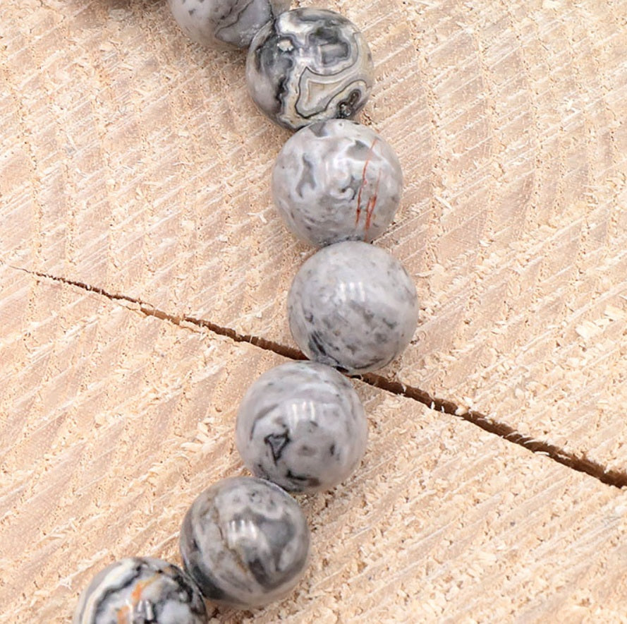 Bracelet Crazy Lace Agate Gris A 8mm
