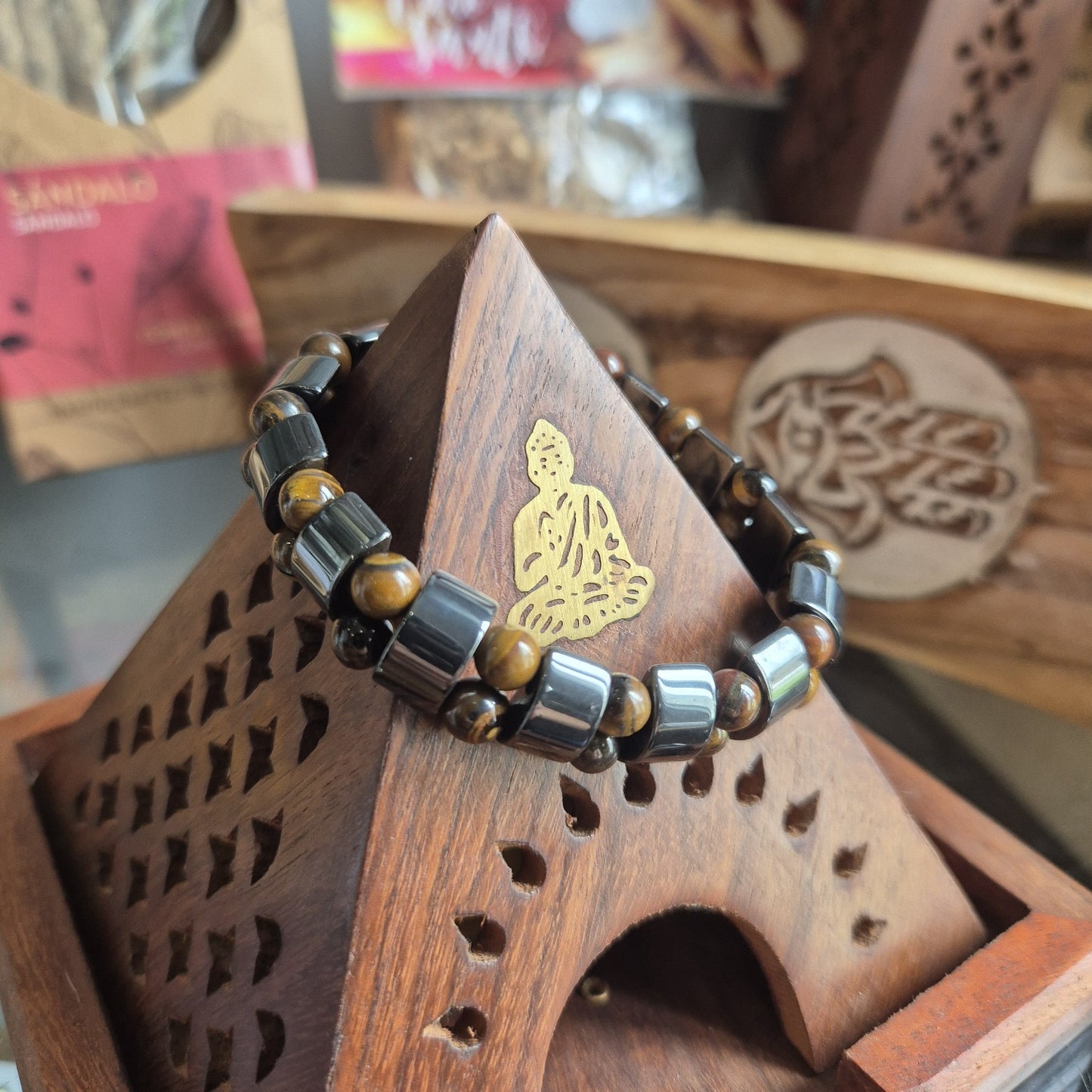 Bracelet Pierre Double Oeil de Tigre & Hematite