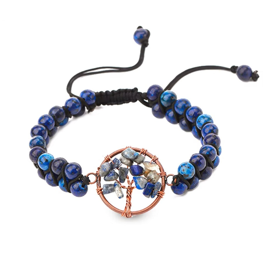 Bracelet Lapis Lazuli et Arbre de Vie Tressée