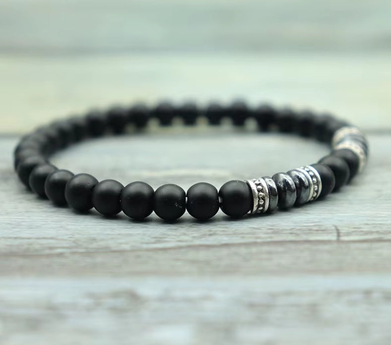 Bracelet Onyx Mat et Hematite