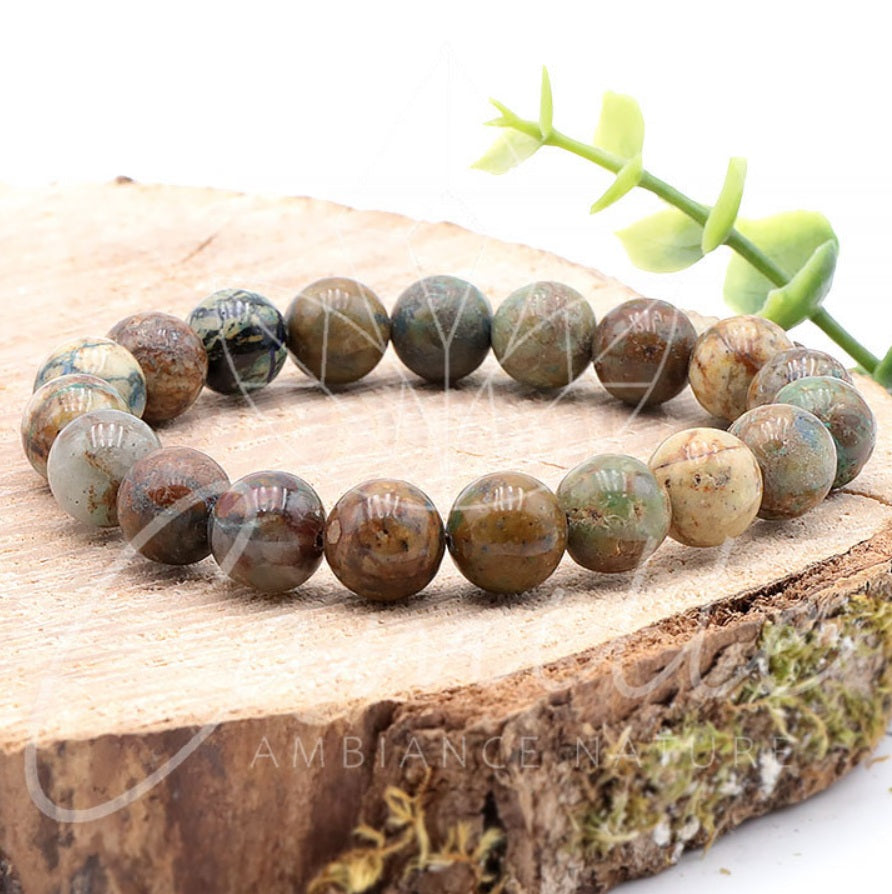 Bracelet Chrysocolle sur Sang 10mm