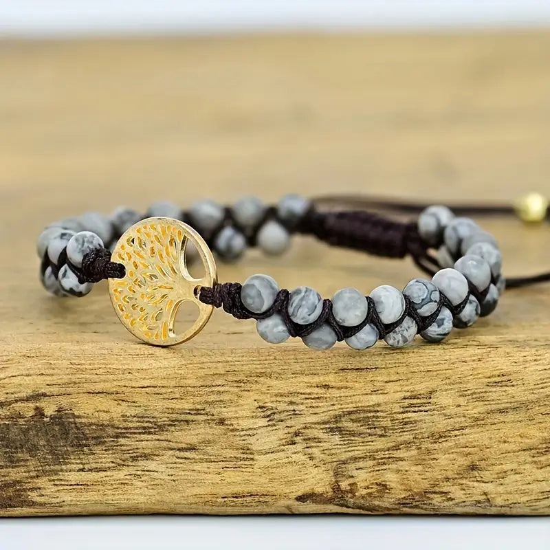 Bracelet Pierre Naturelle Tressé en Mapstone