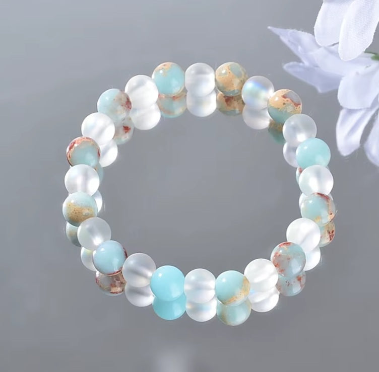 Bracelet en Quartz Aura & Pierre Naturelle Océanique