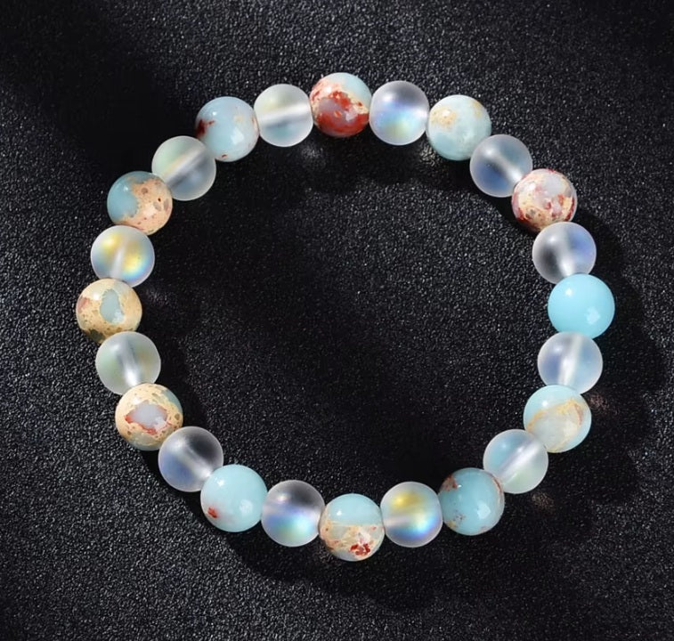 Bracelet en Quartz Aura & Pierre Naturelle Océanique