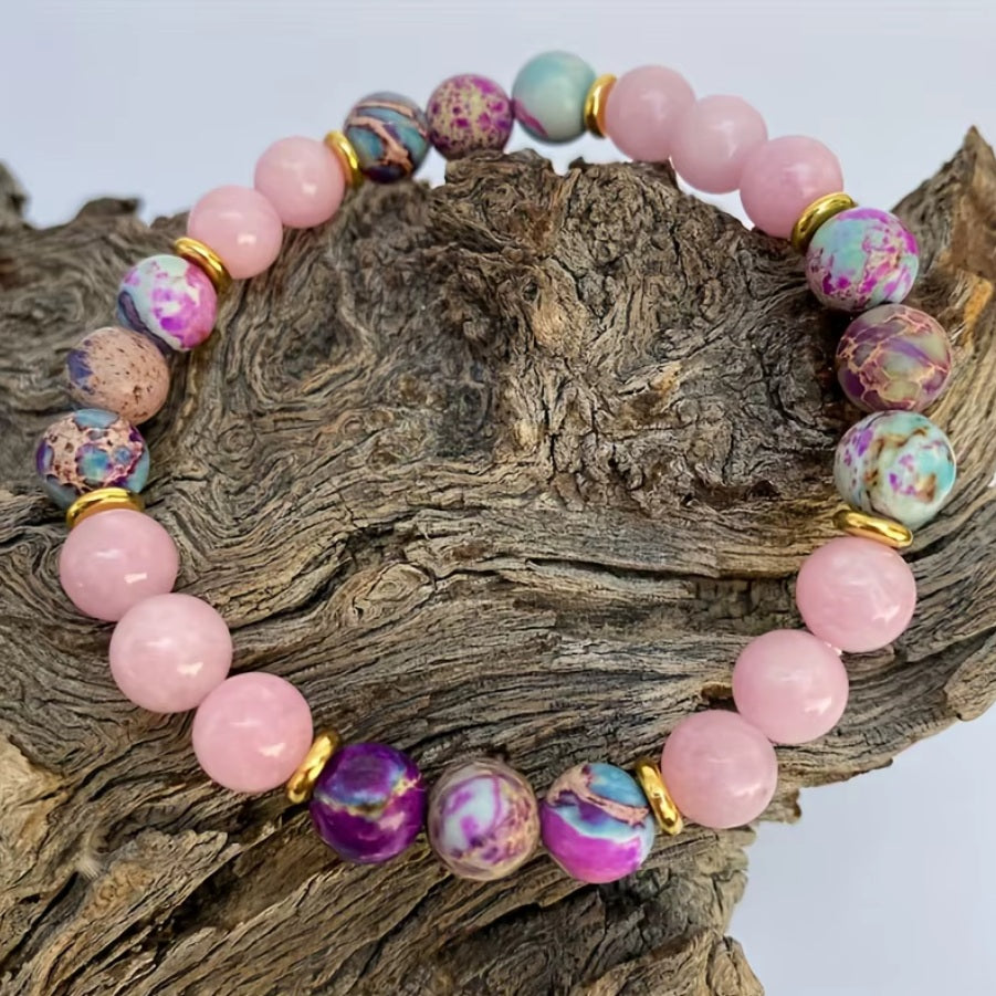 Bracelet Jasper Imperiel colore et Rose Quartz