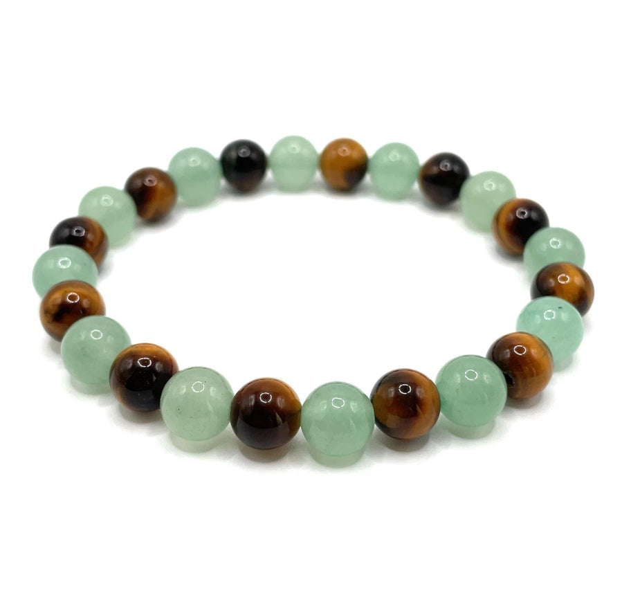 Bracelet en Pierre Naturelle Aventurine Verte et Œil de Tigre