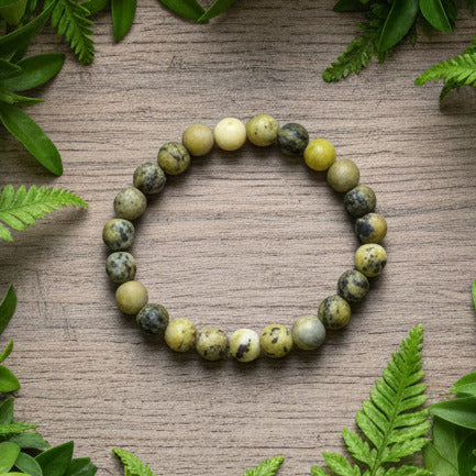 Bracelet Pierre de Serpentine Vert Mat - Zenencens