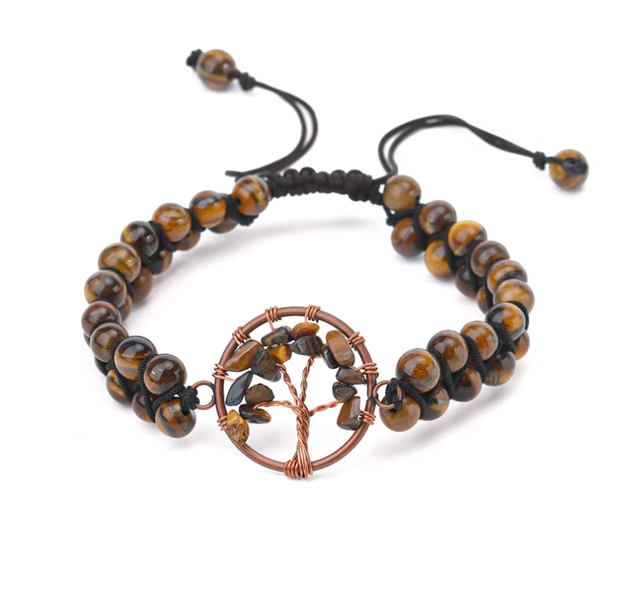 Bracelet Oeil de Tigre et Arbre de Vie Tressée