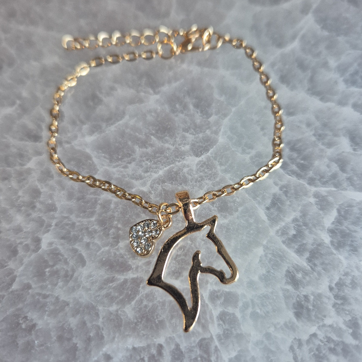 Bracelet Tête de Cheval & Cœur Strassé - Zenencens