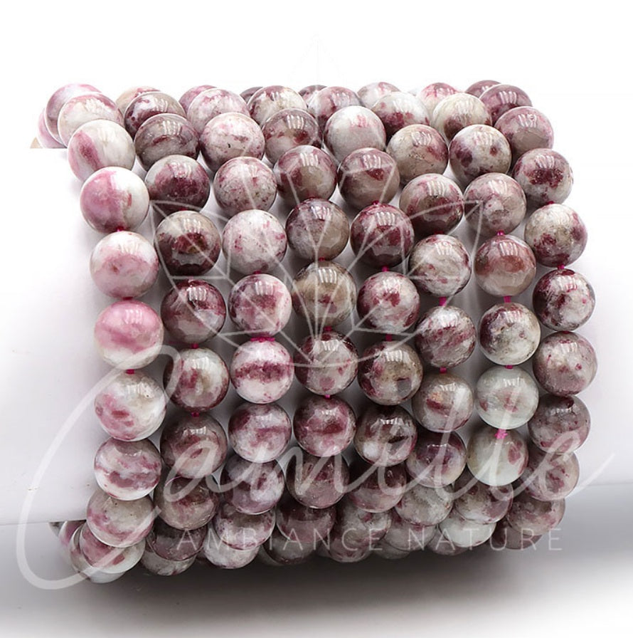 Bracelet Tourmaline Rose sur Quartz A+