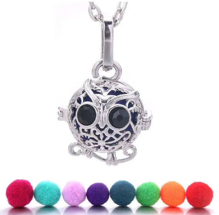 Collier Petite Sphere Diffuseur Hibou Argent