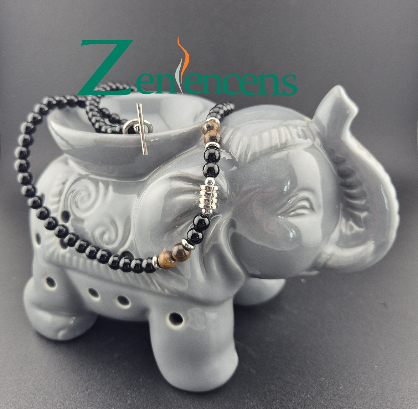 Collier en Obsidienne & Œil-de-Tigre