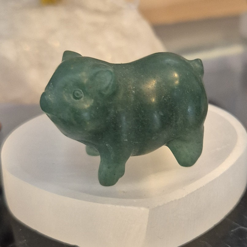 Figurine Cochon en Aventurine Vert