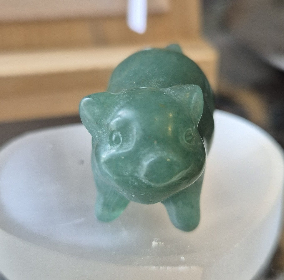 Figurine Cochon en Aventurine Vert