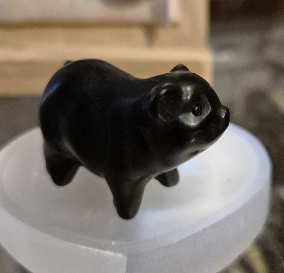 Figurine Cochon en Obsidienne