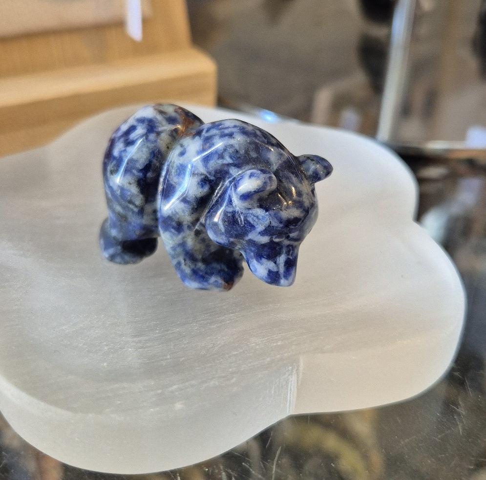 Figurine Ours en Jasper Blue Spot