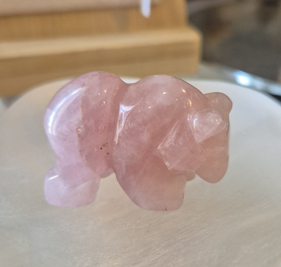 Figurine Ours en Rose Quartz