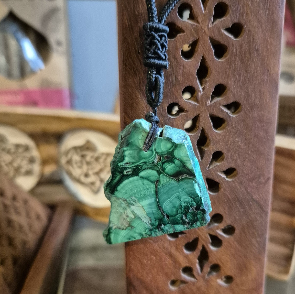 Pendentif Tranche de Malachite Brute