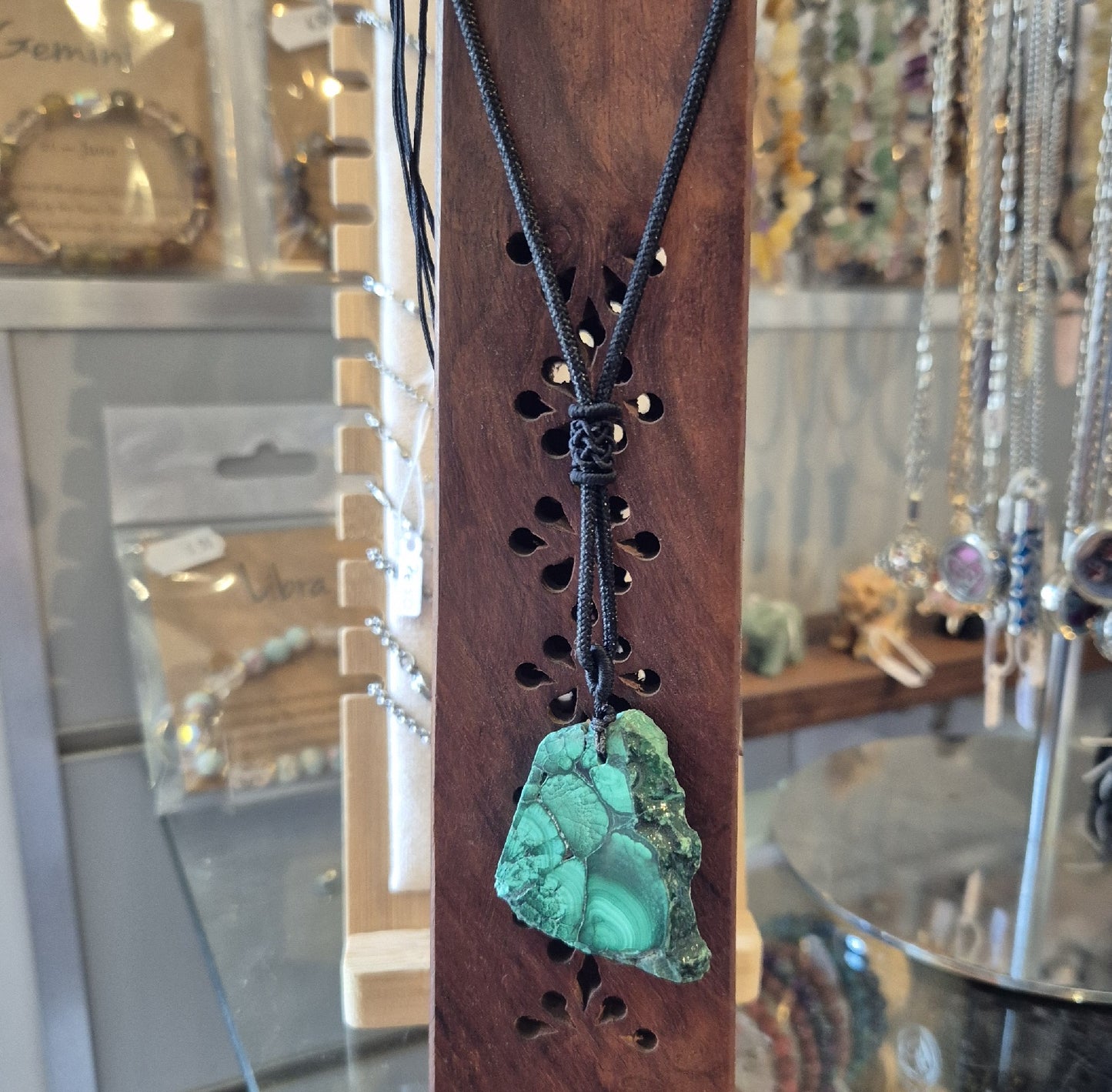 Pendentif Tranche de Malachite Brute