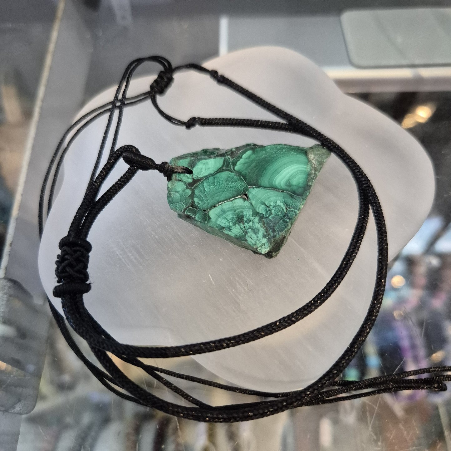 Pendentif Tranche de Malachite Brute