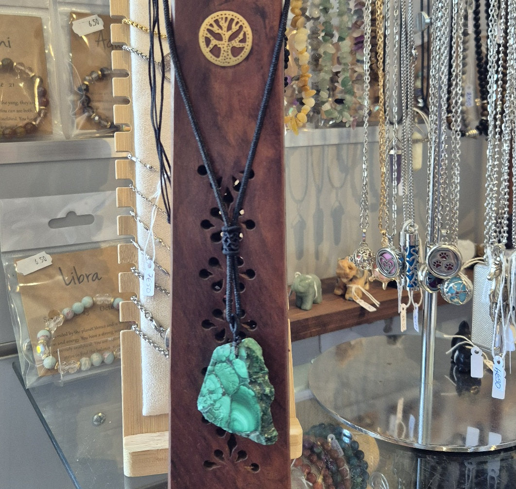 Pendentif Tranche de Malachite Brute