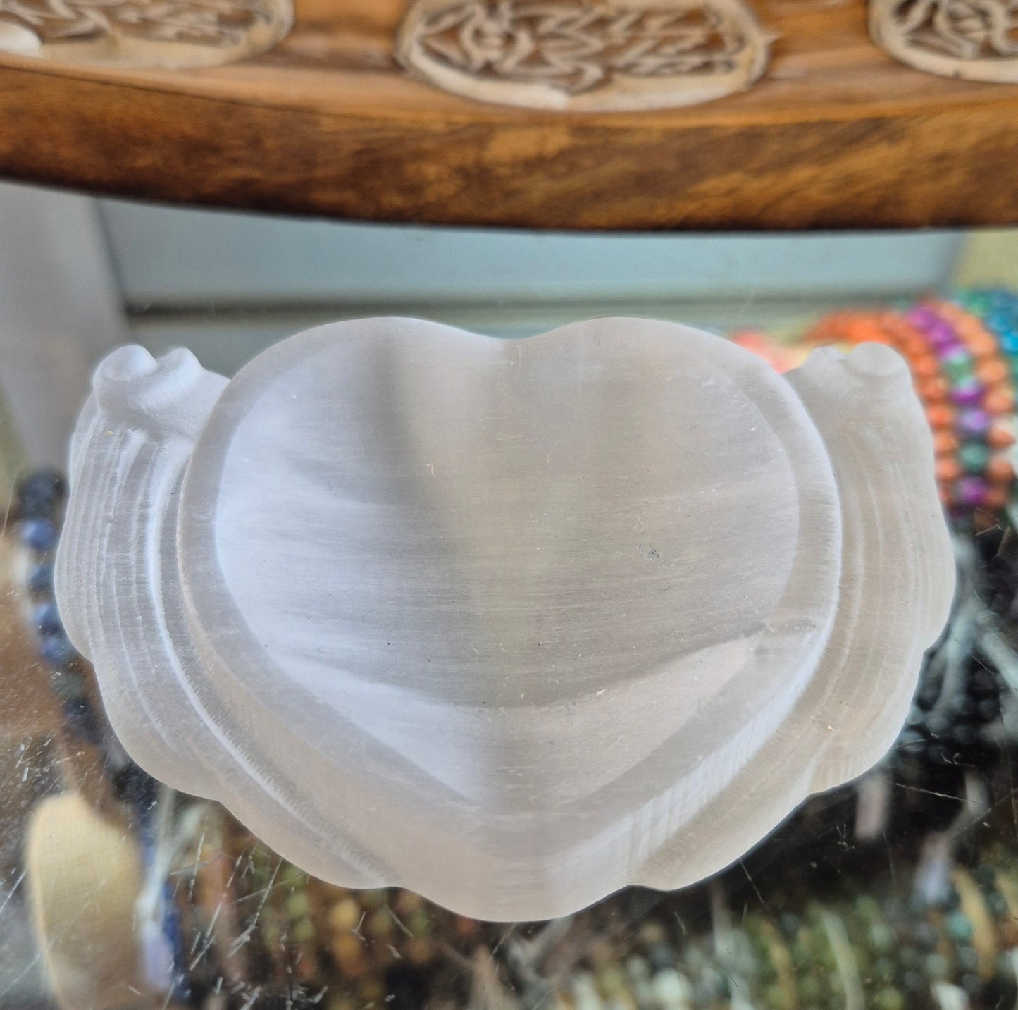 Plaque Coeur avec Ailes en Sélénite