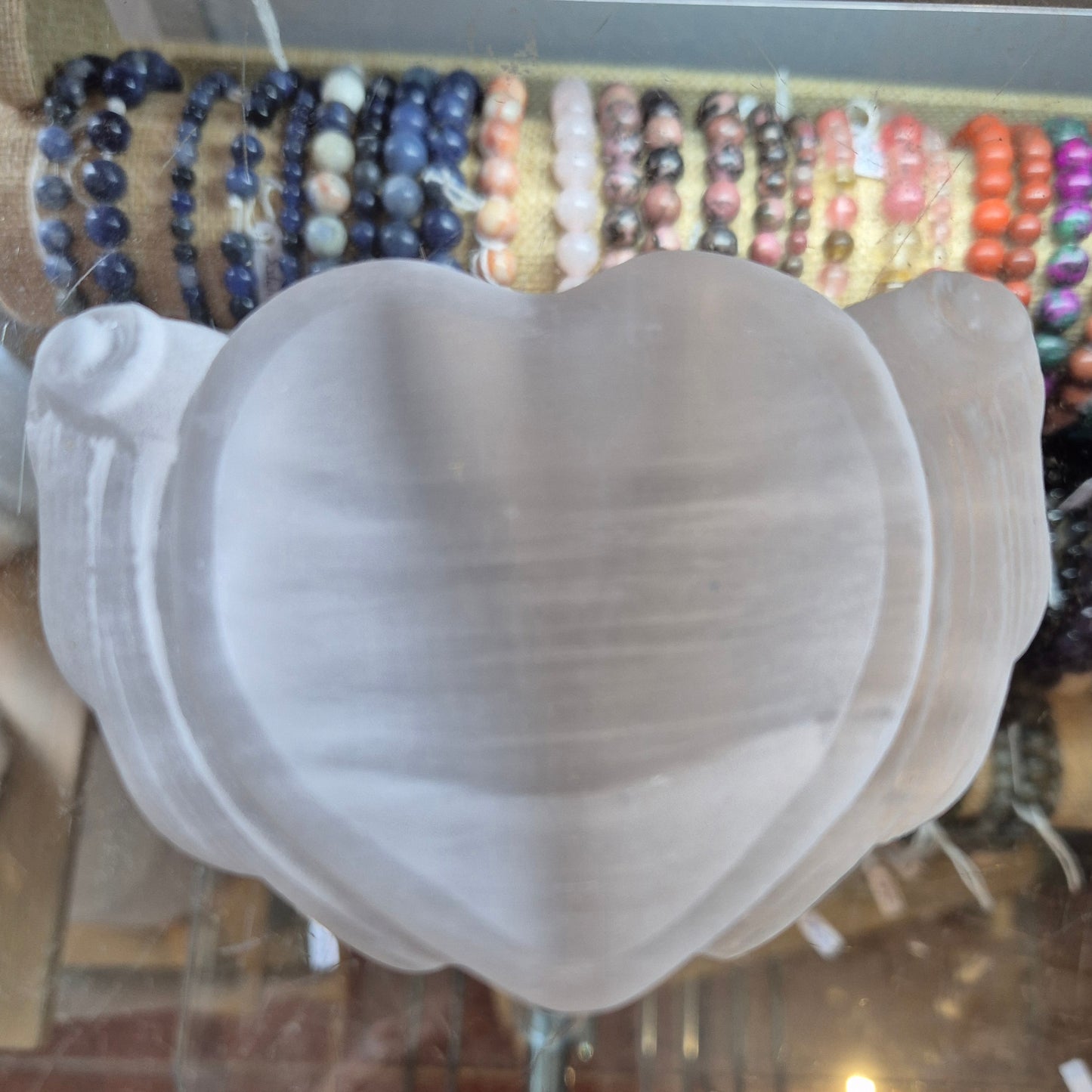 Plaque Coeur avec Ailes en Sélénite
