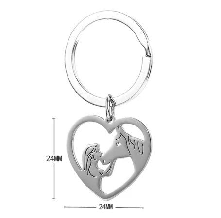 Porte Cles Coeur Cheval et Fille