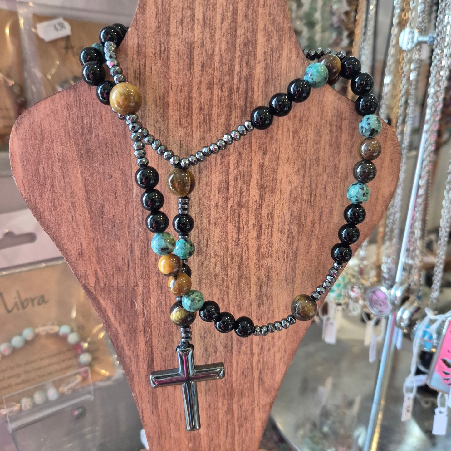 Chapelet / Collier en Pierres Naturelles – Croix et Énergie Minérale