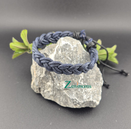 Bracelet en Cuir Tresse Marine
