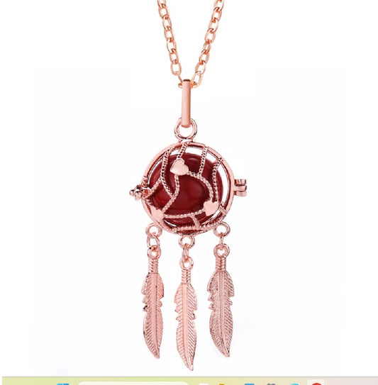 Collier Diffuseur Coeurs et Corde Attrape Reves Or Rose