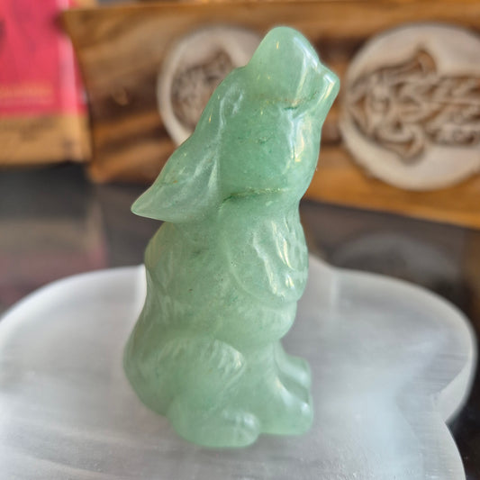 Figurine Loup Aventurine Vert