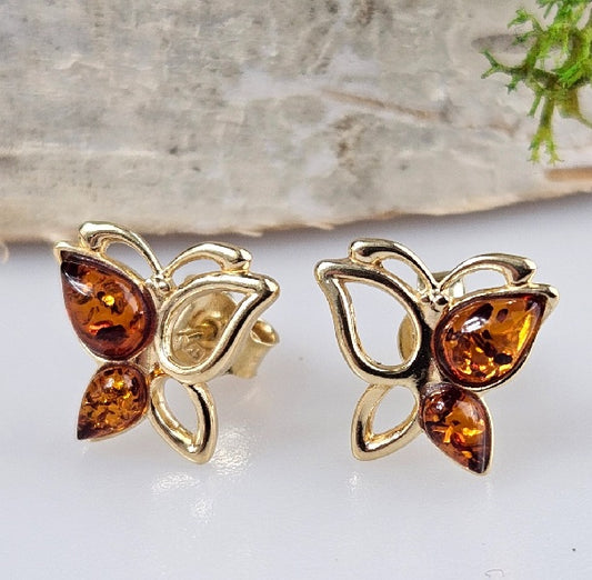 Boucles d'Oreilles Ambre Papillon