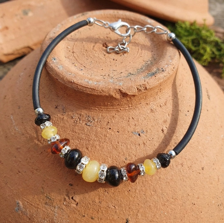 Bracelet Ambre Multicouleur avec Strass