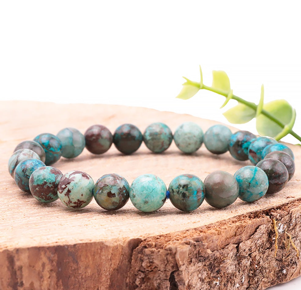 Bracelet Chrysocolle Pérou A, Sérénité, Harmonie 9-10mm