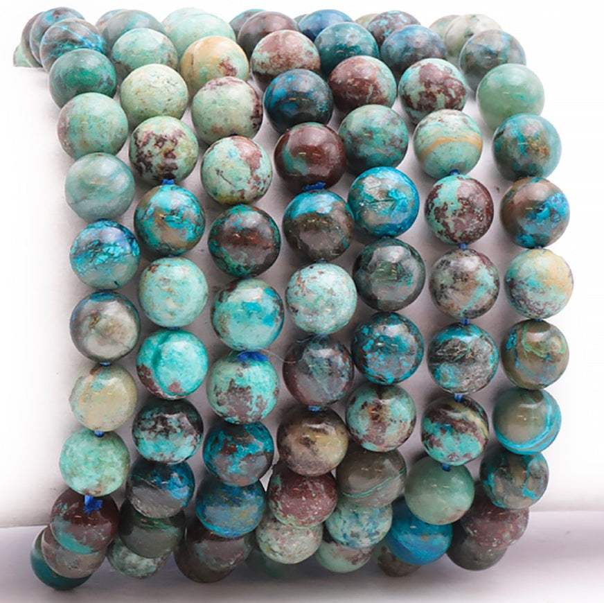 Bracelet Chrysocolle Pérou A, Sérénité, Harmonie 9-10mm