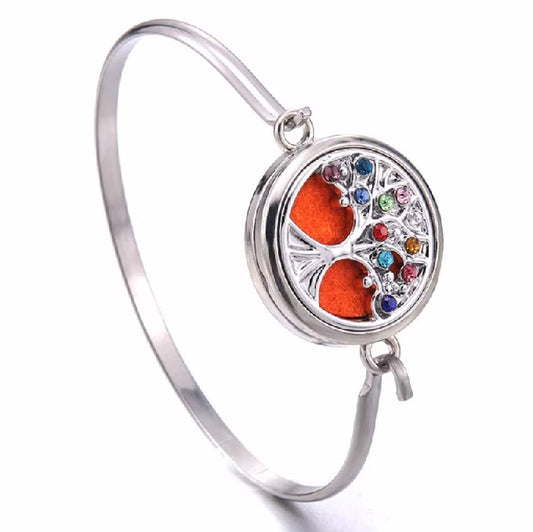 Bracelet Diffuseur Bangle Arbre de Vie Strass Colore