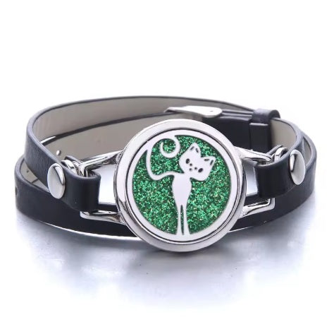 Bracelet Diffuseur en Cuir Double Chat