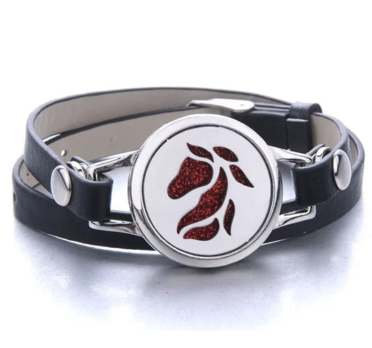 Bracelet Diffuseur en Cuir Double Tete de Cheval